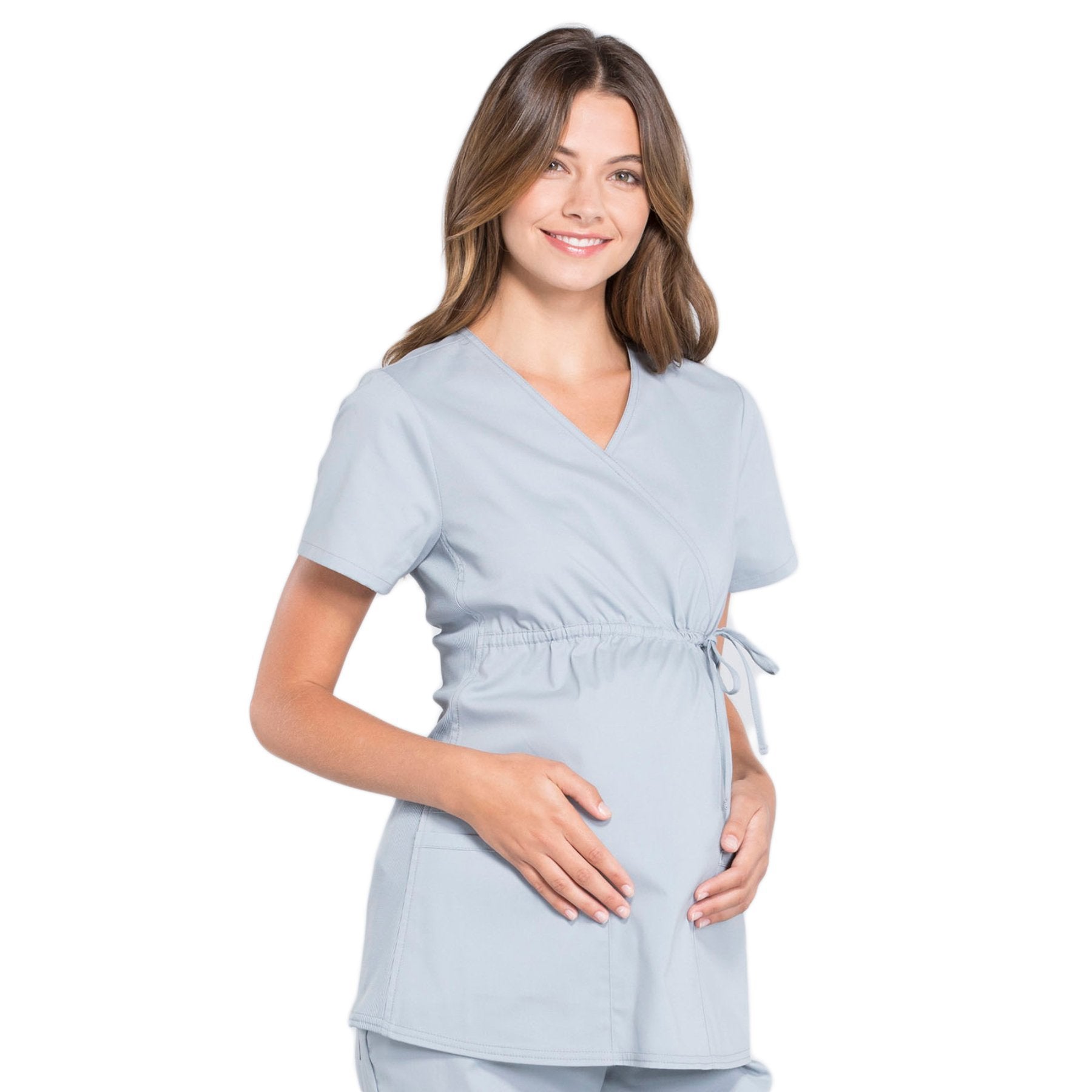 Cherokee Workwear Professionals Maternity Mock Wrap Scrub Tops